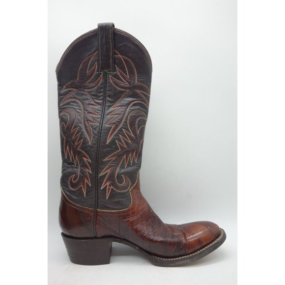 Renegade Brown Eel Skin Leather Cowboy Western Boots Shoes Women's 6 B - Picture 6 of 9